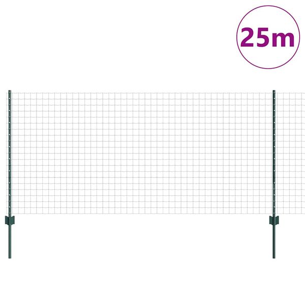 vidaXL Plot a stĺp Zelená 1 x 25 m Oceľ