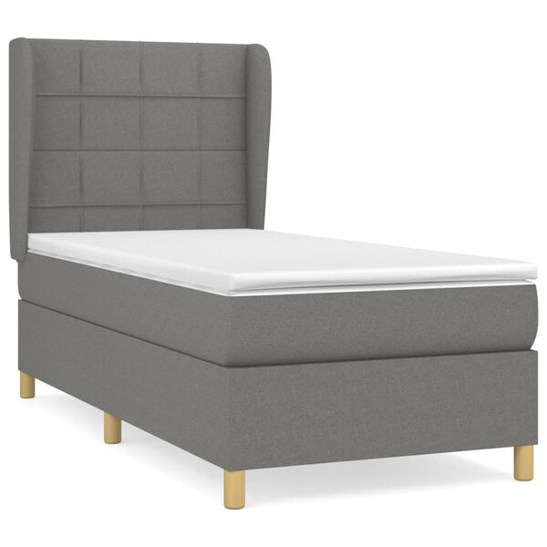 vidaXL Boxspring posteľ s matracom tmavosiv&aacute; 100x200 cm l&aacute;tka