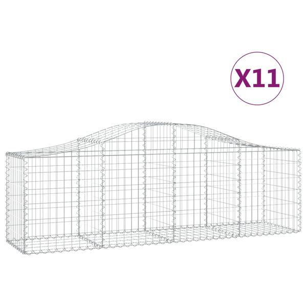 vidaXL Oblúkový gabionový kôš 11 ks 200x50x60/80 cm pozinkované železo
