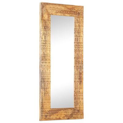 vidaXL Ručne vyrezávané zrkadlo 110x50x2,5 cm mangovníkové drevo