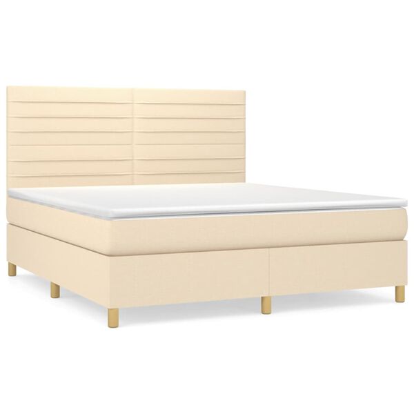 vidaXL Posteľn&yacute; r&aacute;m boxspring s matracom kr&eacute;mov&yacute; 180x200 cm l&aacute;tka