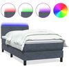 vidaXL Posteľn&yacute; r&aacute;m boxspring s matracom a LED tmavosiv&yacute; 80x220 cm zamat
