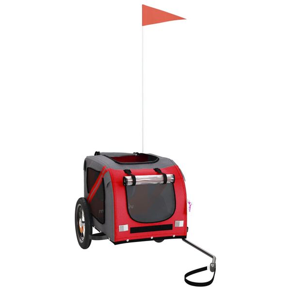 vidaXL Cyklovozík pre zvieratá, červeno sivý, oxfordská látka, železo