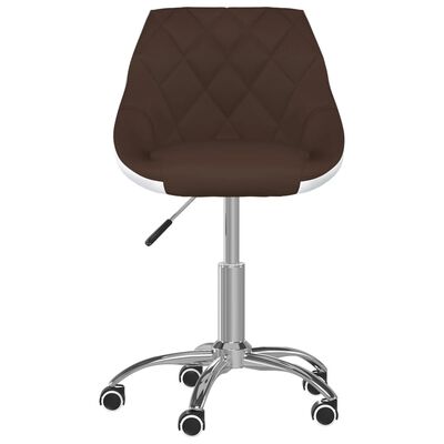 vidaXL Otočná kancelárska stolička hnedá a biela umelá koža