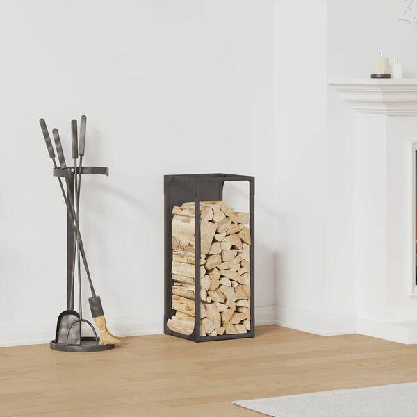 vidaXL Stojan na palivov&eacute; drevo Čierny Oceľ valcovan&aacute; za studena