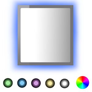 vidaXL K&uacute;peľňov&eacute; zrkadlo s LED, leskl&eacute; siv&eacute; 40x8,5x37cm, akryl