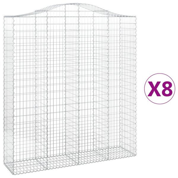 vidaXL Oblúkový gabionový kôš 8 ks 200x50x220/240cm pozinkované železo