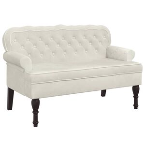 vidaXL Lavička s operadlom kr&eacute;mov&aacute; 119,5x64,5x75 cm zamat