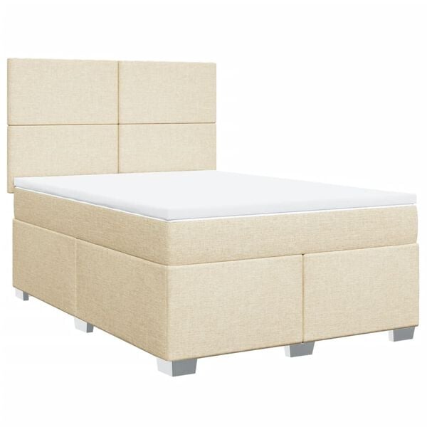 vidaXL Boxspring posteľ s matracom kr&eacute;mov&yacute; 140x190 cm l&aacute;tka