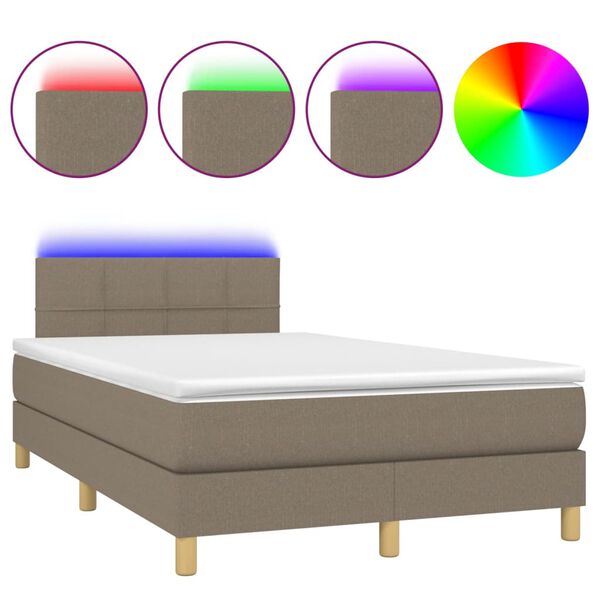 vidaXL Boxspring posteľ s matracom a LED sivohned&aacute; 120x190 cm l&aacute;tka