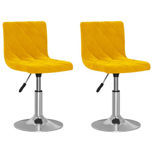 vidaXL Otočn&eacute; jed&aacute;lensk&eacute; stoličky 2 ks horčicovo-žlt&eacute; zamatov&eacute;