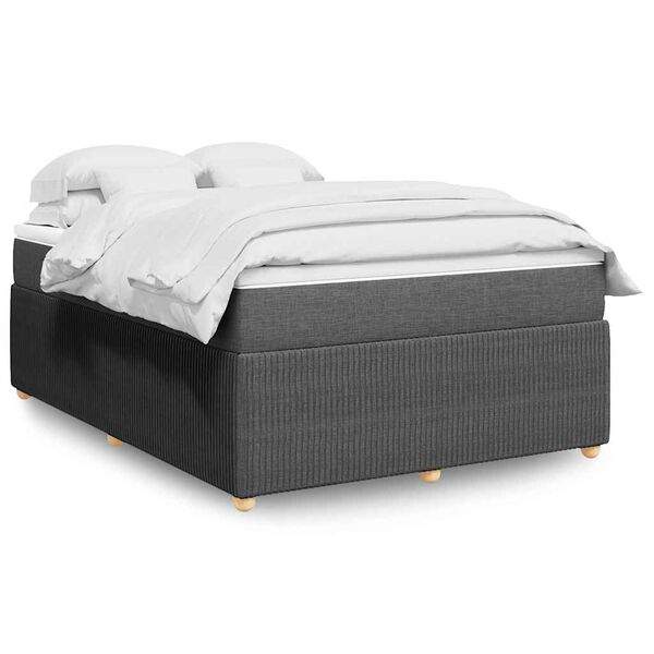vidaXL Boxspring posteľ s matracom tmavosiv&aacute; 140x190 cm l&aacute;tka