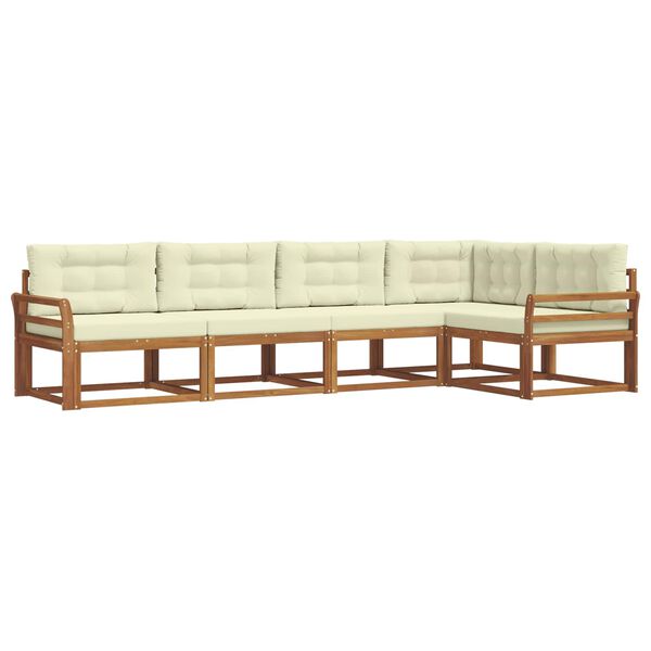 vidaXL Z&aacute;hradn&aacute; s&uacute;prava gaučov s vank&uacute;&scaron;om 5 pcs Pr&iacute;rodn&aacute; a kr&eacute;mov&aacute;