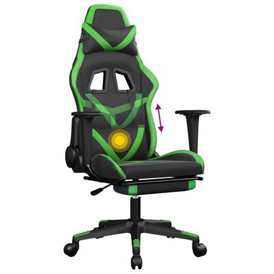 vidaXL Herná stolička s podnožkou čierna a zelená umelá koža
