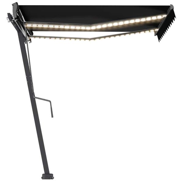 vidaXL Ručne zaťahovacia mark&iacute;za s LED 300x250 cm antracitov&aacute;