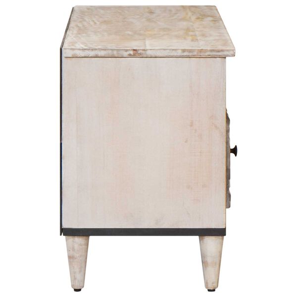 vidaXL TV skrinka Biela 100 x 33,5 x 46 cm Mas&iacute;vne mango drevo