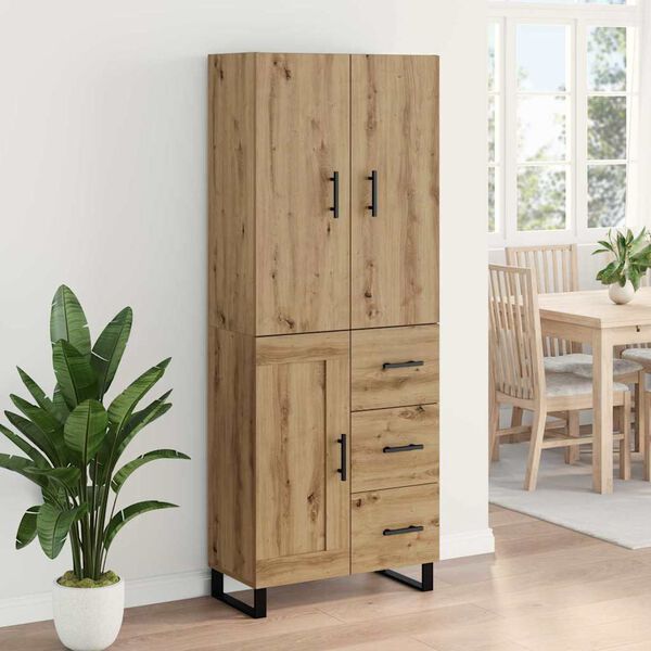 vidaXL Highboard so z&aacute;suvkou 2 pcs Remeseln&yacute; dub 69,5 x 34 x 180 cm