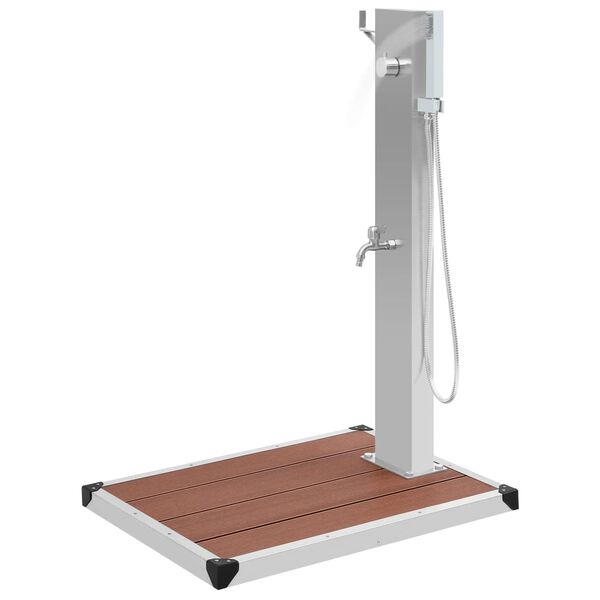 vidaXL Vonkajšia sprcha s vaničkou, WPC, nehrdzavejúca oceľ