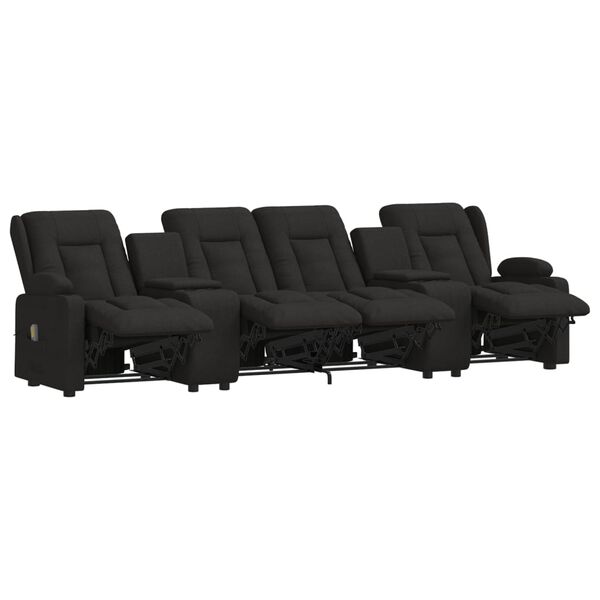 vidaXL 4-miestne sklápacie masážne kreslo+držiaky na poháre, čierne