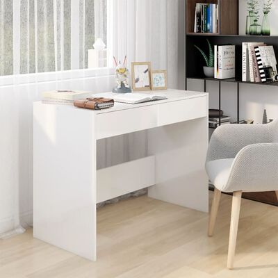 vidaXL Stôl lesklý biely 101x50x76,5 cm drevotrieska