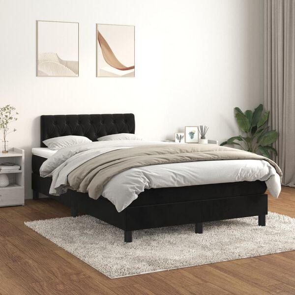 vidaXL Posteľn&yacute; r&aacute;m boxspring s matracom čierny 120x200 cm zamat