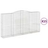 vidaXL Obl&uacute;kov&yacute; gabionov&yacute; k&ocirc;&scaron; 15ks 400x50x200/220cm pozinkovan&eacute; železo
