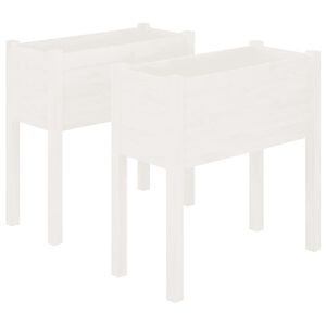 vidaXL Z&aacute;hradn&eacute; kvetin&aacute;če 2 ks biele 70x31x70 cm borovicov&yacute; mas&iacute;v