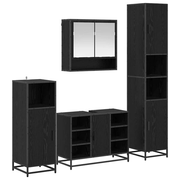 vidaXL Sada k&uacute;peľňov&eacute;ho n&aacute;bytku 4 pcs Čierny dub Kompozitn&eacute; drevo