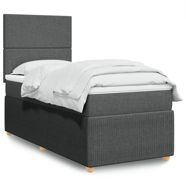 vidaXL Boxspring posteľ s matracom tmavosiv&aacute; 90x200 cm l&aacute;tka