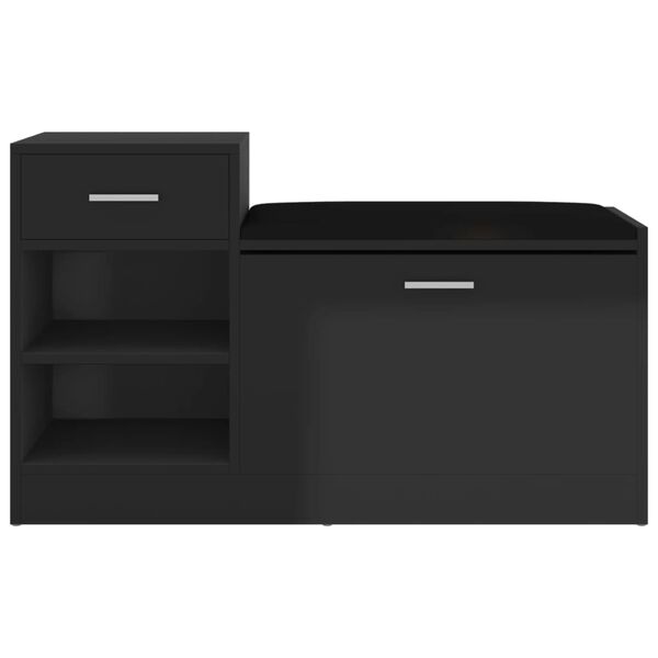 vidaXL Lavica na topánky lesklá čierna 94,5x31x57 cm kompozitné drevo