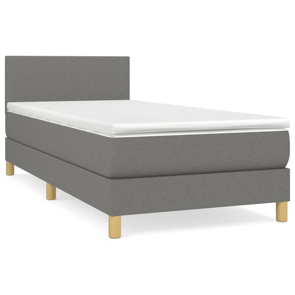vidaXL Boxspring posteľ s matracom tmavosiv&aacute; 90x190 cm l&aacute;tka