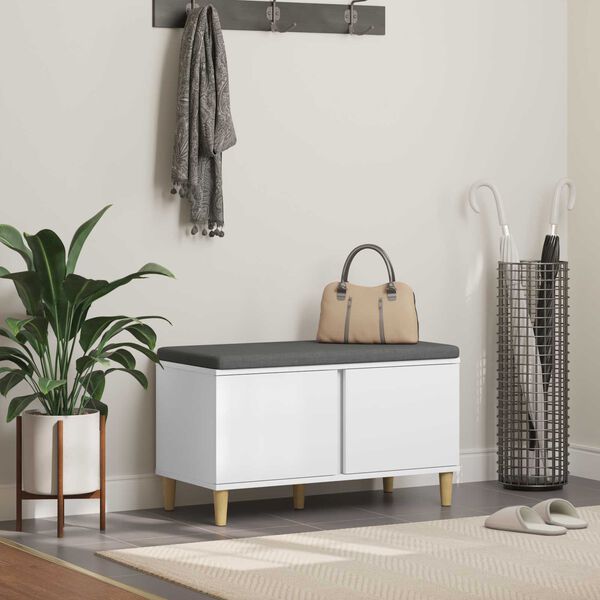 vidaXL Predsieňov&aacute; lavica s vank&uacute;&scaron;om s &uacute;ložiskom Biela 80 x 38 x 46 cm