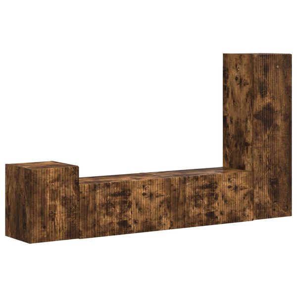 vidaXL Zostava TV skriniek N&aacute;stenn&yacute; 4 pcs Dymov&aacute; dub Kompozitn&eacute; drevo