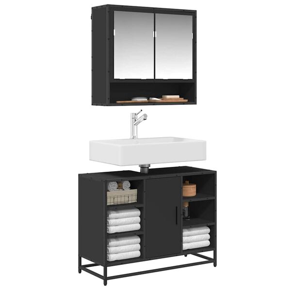 vidaXL K&uacute;peľňov&aacute; um&yacute;vadlov&aacute; skrinka čierna 80x33x60 cm kompozit. drevo