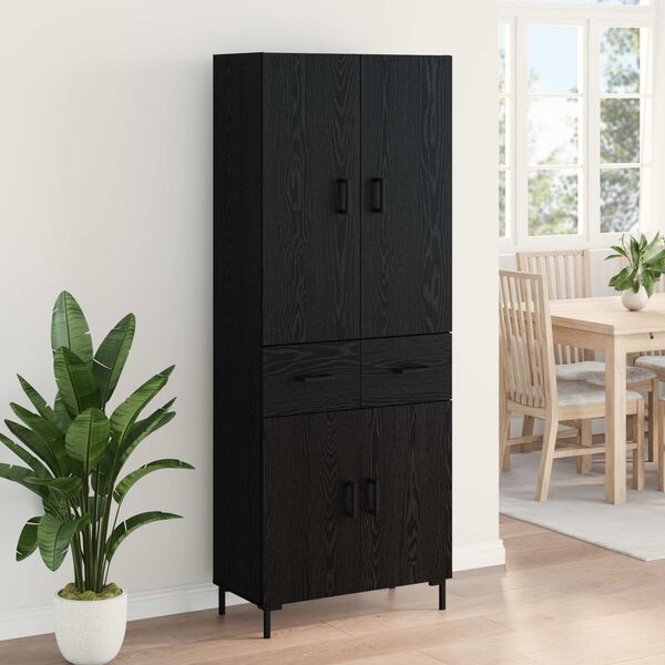 vidaXL Highboard Čierny dub 69,5 x 34 x 180 cm Kompozitn&eacute; drevo
