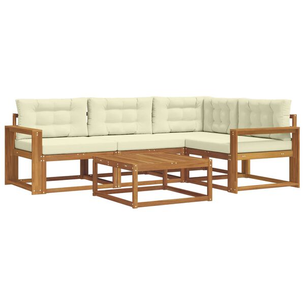 vidaXL Z&aacute;hradn&aacute; s&uacute;prava gaučov s vank&uacute;&scaron;om 5 pcs Pr&iacute;rodn&aacute; a kr&eacute;mov&aacute;