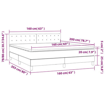 vidaXL Posteľ boxsping s matracom a LED čierna 160x200 cm látka