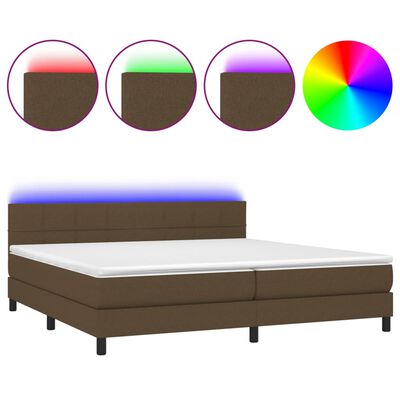 vidaXL Posteľ boxsping s matracom a LED tmavohnedá 200x200 cm látka