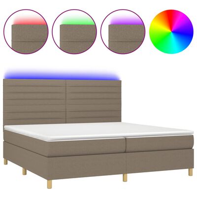 vidaXL Posteľ boxsping s matracom a LED sivohnedá 200x200 cm látka