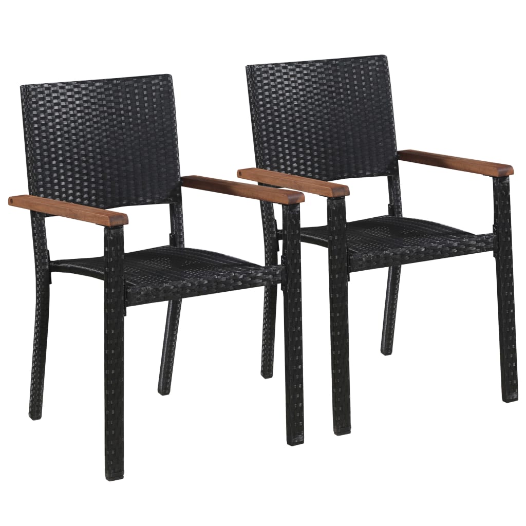 vidaXL Vonkajšie stoličky 2 ks, polyratan, čierne