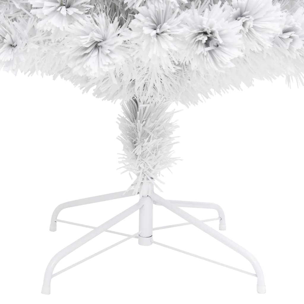 vidaXL Osvetlený umelý vianočný stromček, biely 150 cm, optické vlákno