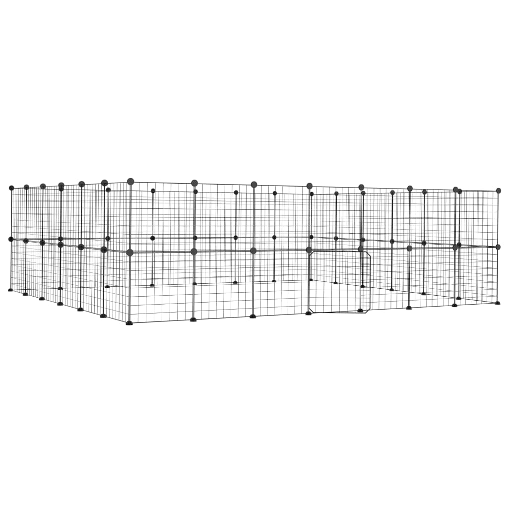 VidaXL 52-panelová klietka pre domáce zvieratá čierna 35x35 cm oceľ