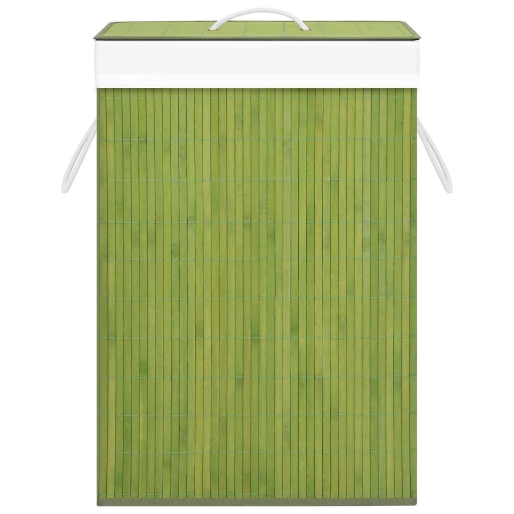 vidaXL Bambusový kôš na bielizeň s jedným priečinkom, zelený