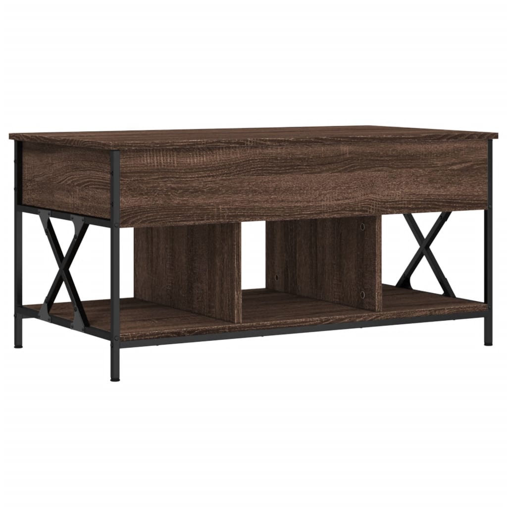 vidaXL Konferenčný stolík hnedý dub 100x55x50 cm kompozit. drevo a kov