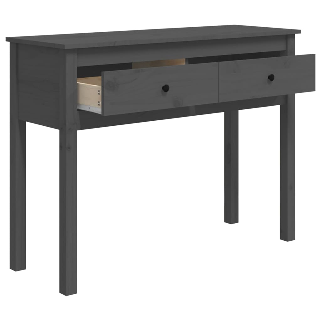 vidaXL Konzolový stolík sivý 100x35x75 cm masívne borovicové drevo