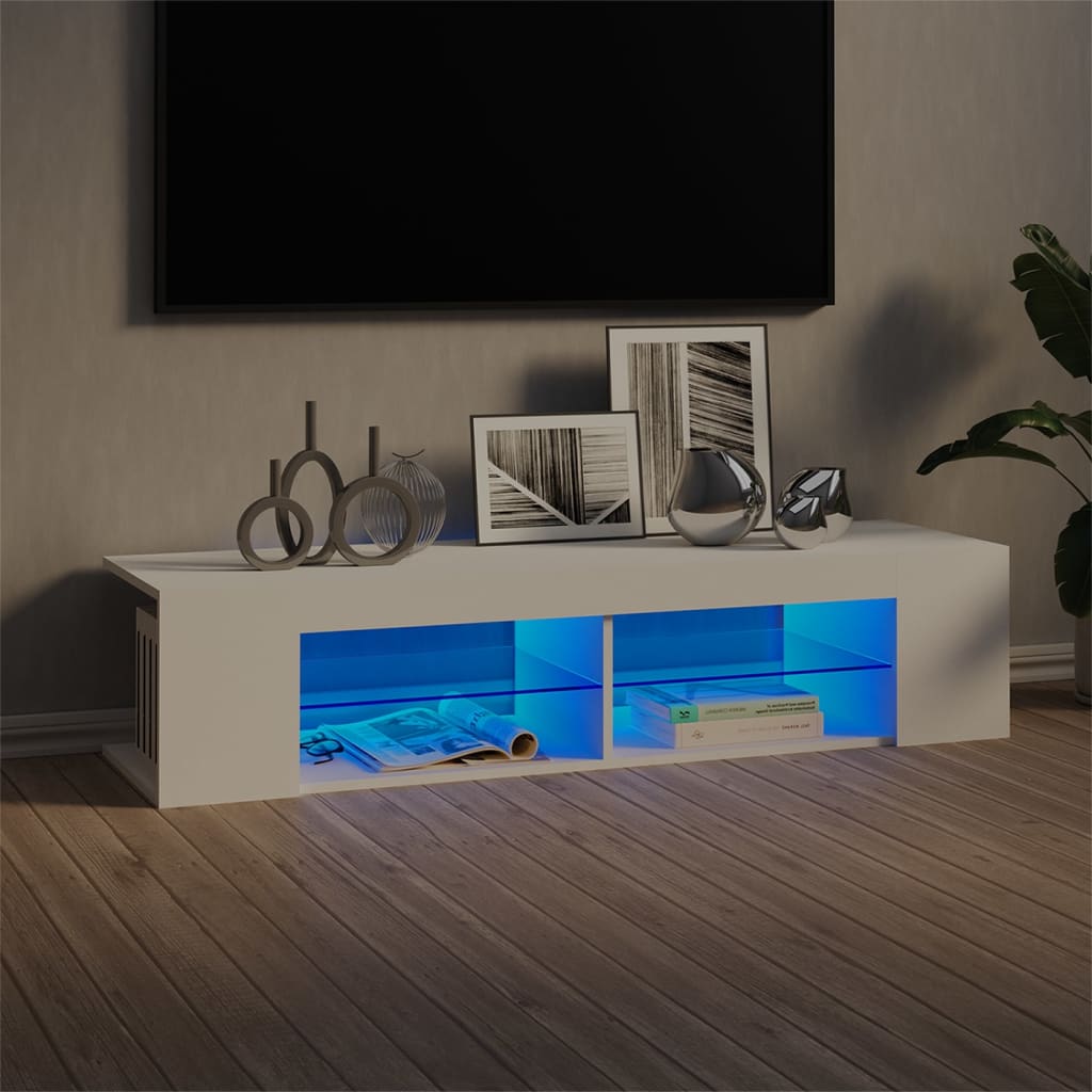 vidaXL TV skrinka s LED svetlami biela 135x39x30 cm