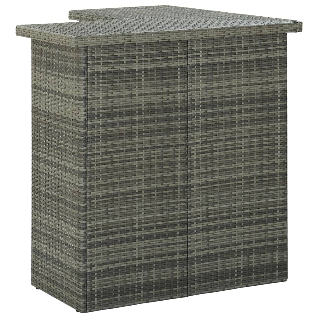 vidaXL Rohový barový stolík sivý 100x50x105 cm polyratanový