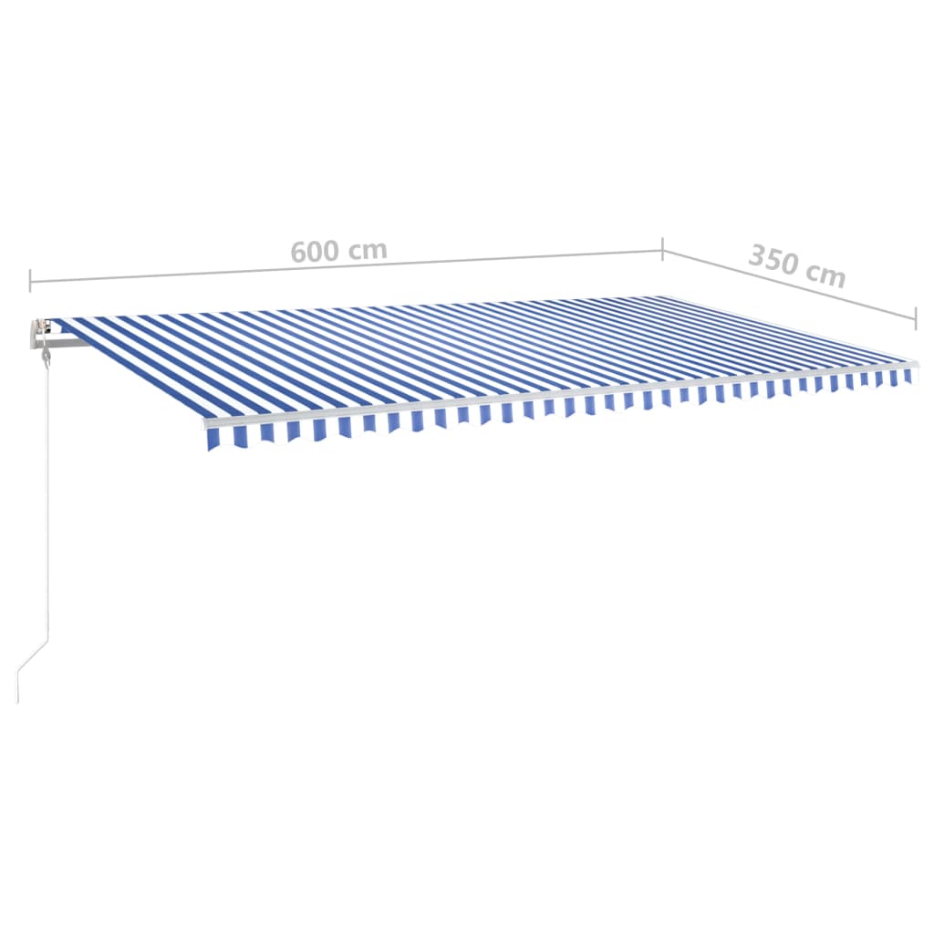 vidaXL Ručne zaťahovacia markíza so stĺpikmi 6x3,5 m modro-biela
