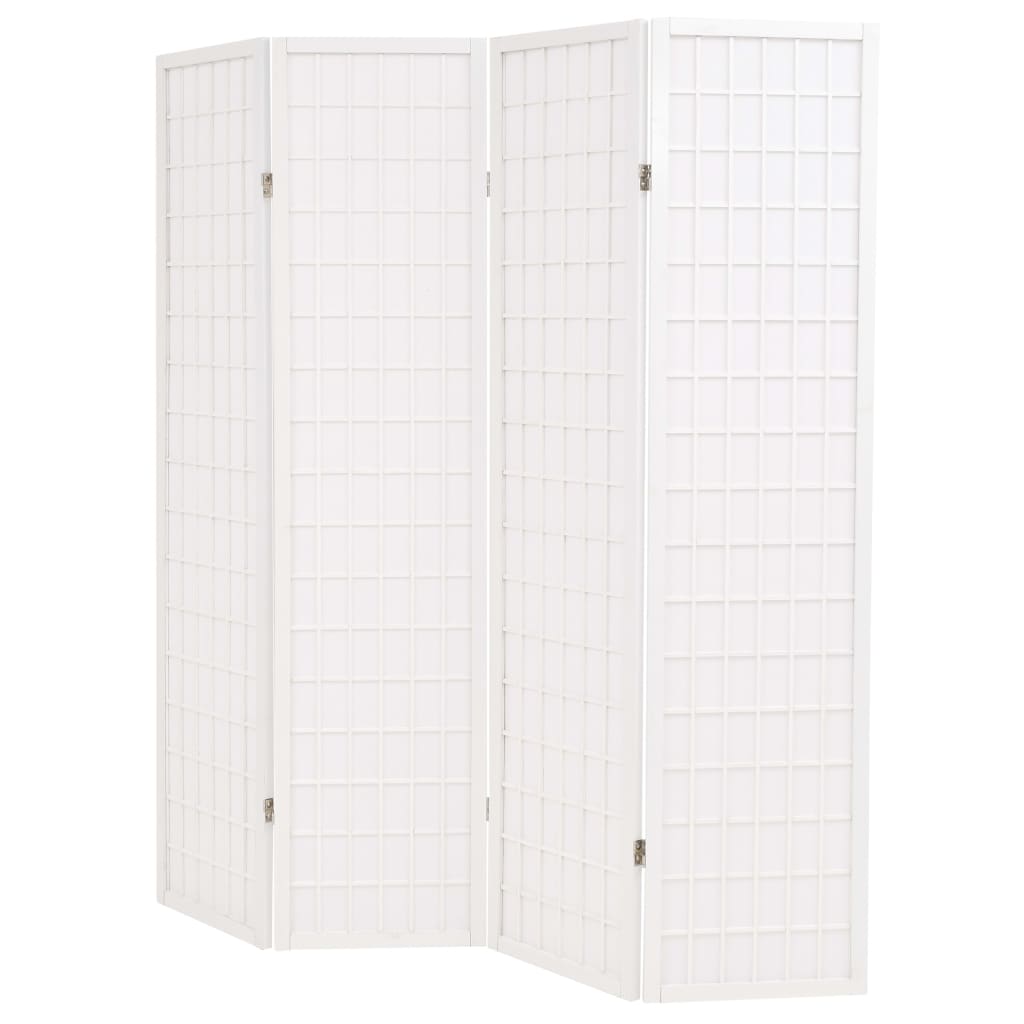 vidaXL Skladací paraván so 4 panelmi, japonský štýl 160x170 cm, biely
