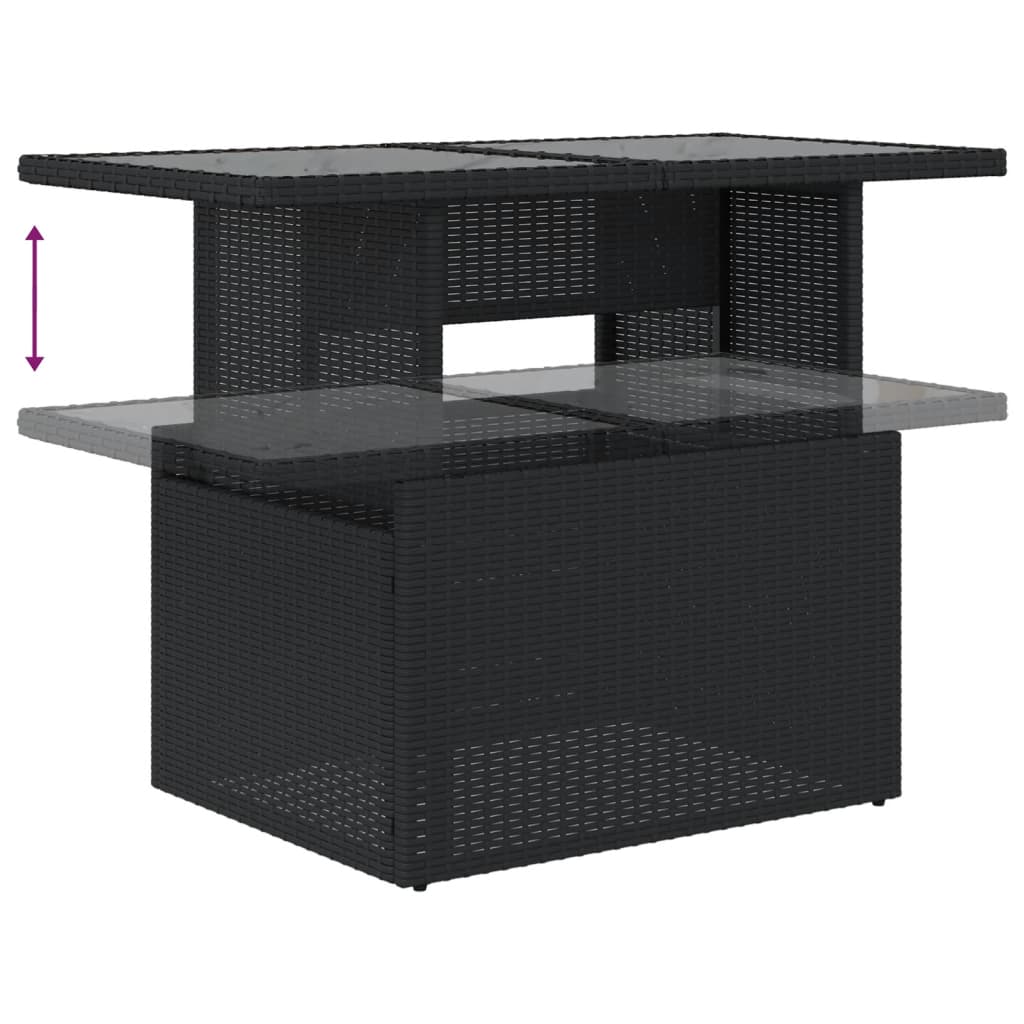 vidaXL Záhradný stôl so sklenenou doskou čierny 100x55x73 cm polyratan
